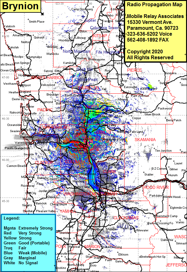 heat map radio coverage Brynion